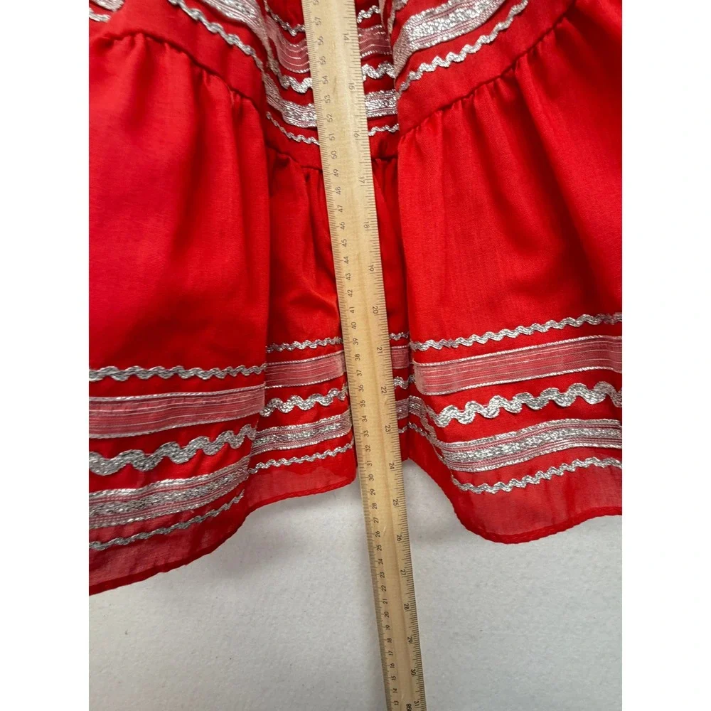 Square Up Fashions Red Dance Skirt Metallic Ruffle Fair M USA Made